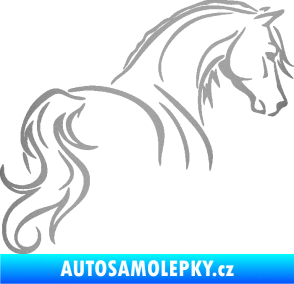 Samolepka Kůň 104 pravá stříbrná metalíza