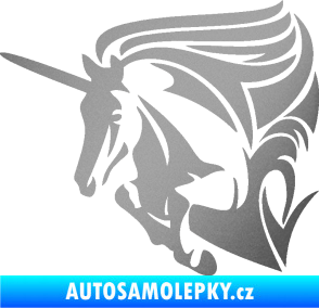 Samolepka Kůň jednorožec 001 levá stříbrná metalíza