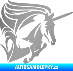 Samolepka Kůň jednorožec 001 pravá stříbrná metalíza