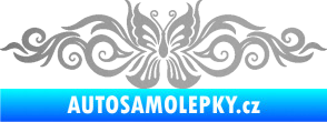 Samolepka Květina dekor 017 motýl stříbrná metalíza