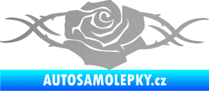 Samolepka Květina dekor 020 levá růže s trny stříbrná metalíza