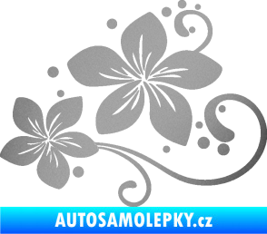 Samolepka Květina dekor 035 levá stříbrná metalíza