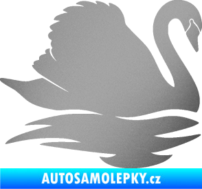 Samolepka Labuť 003 pravá stříbrná metalíza