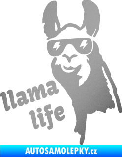 Samolepka Lama 004 llama life stříbrná metalíza