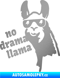 Samolepka Lama 005 no drama llama  stříbrná metalíza