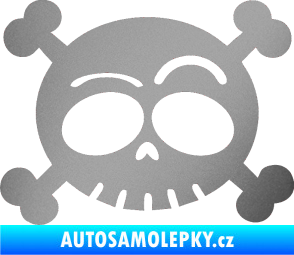 Samolepka Lebka 003 levá stříbrná metalíza