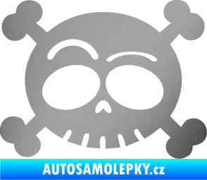 Samolepka Lebka 003 pravá stříbrná metalíza