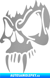 Samolepka Lebka 010 levá s upířími zuby stříbrná metalíza