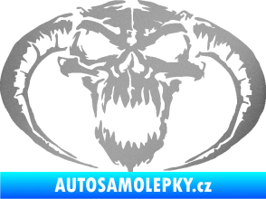 Samolepka Lebka 027 pravá se zahnutými rohy stříbrná metalíza