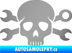 Samolepka Lebka 030 pravá mechanik stříbrná metalíza