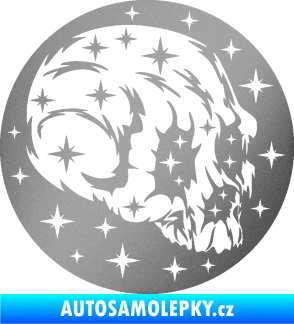 Samolepka Lebka 038 pravá hvězdy stříbrná metalíza