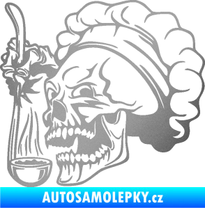 Samolepka Lebka 042 kuchař levá stříbrná metalíza