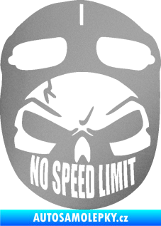 Samolepka Lebka 043 motorkář stříbrná metalíza