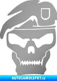 Samolepka Lebka army levá stříbrná metalíza