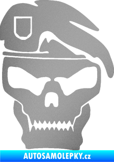 Samolepka Lebka army pravá stříbrná metalíza