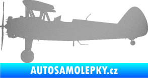 Samolepka Letadlo 020 levá Boeing Stearman model 75 biplane stříbrná metalíza