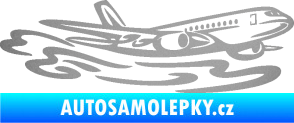 Samolepka Letadlo 026 pravá v oblacích stříbrná metalíza