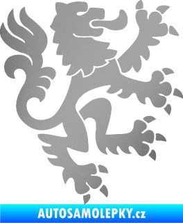 Samolepka Lev heraldika 001 pravá Český lev stříbrná metalíza