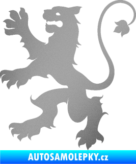 Samolepka Lev heraldika 002 levá stříbrná metalíza