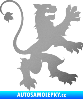 Samolepka Lev heraldika 002 pravá stříbrná metalíza