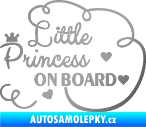 Samolepka Little princess on board nápis stříbrná metalíza
