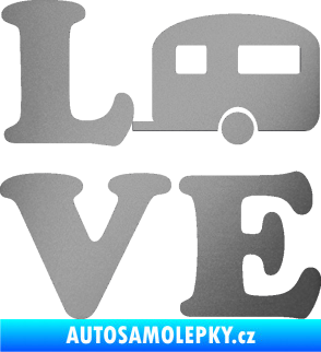 Samolepka Love camping 001 stříbrná metalíza