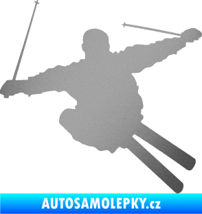 Samolepka Lyžař 001 pravá stříbrná metalíza