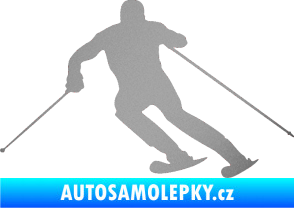 Samolepka Lyžař 003 levá stříbrná metalíza