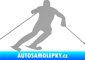 Samolepka Lyžař 003 pravá stříbrná metalíza