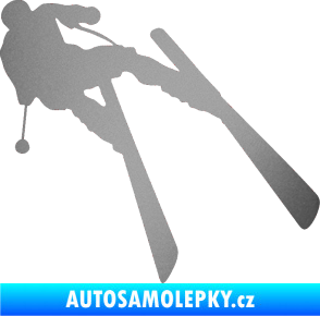 Samolepka Lyžař 007 pravá stříbrná metalíza