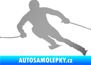 Samolepka Lyžař 012 levá stříbrná metalíza