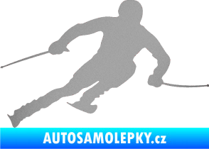 Samolepka Lyžař 012 pravá stříbrná metalíza