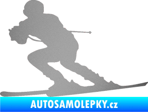 Samolepka Lyžař 017 levá stříbrná metalíza