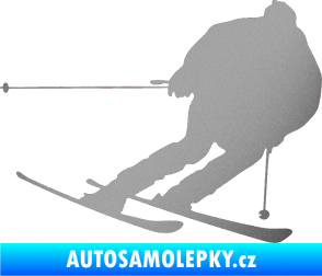Samolepka Lyžař 019 pravá stříbrná metalíza