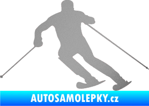Samolepka Lyžař 021 levá stříbrná metalíza