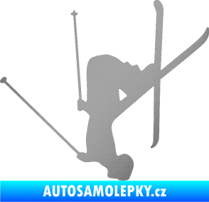 Samolepka Lyžař 023 levá stříbrná metalíza