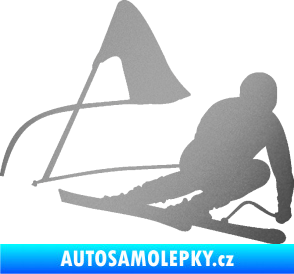 Samolepka Lyžař 025 pravá stříbrná metalíza
