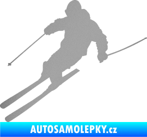 Samolepka Lyžař 027 levá stříbrná metalíza