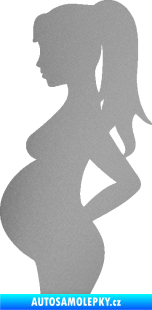 Samolepka Maminka v autě 002 levá silueta těhulka stříbrná metalíza