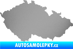 Samolepka Mapa České republiky 001  stříbrná metalíza