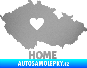Samolepka Mapa České republiky 004 home stříbrná metalíza