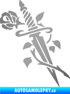 Samolepka Meč s růží pravá stříbrná metalíza