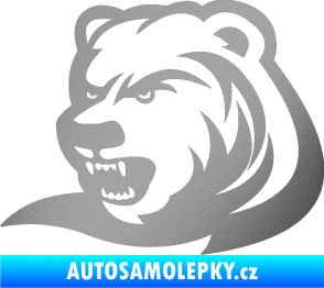 Samolepka Medvěd 001 levá stříbrná metalíza