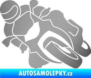 Samolepka Motorka 001 levá silniční motorky stříbrná metalíza