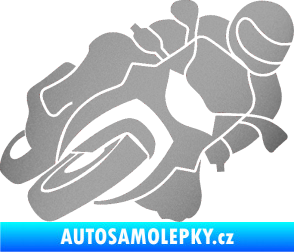 Samolepka Motorka 001 pravá silniční motorky stříbrná metalíza