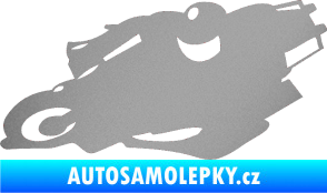 Samolepka Motorka 007 levá silniční motorky stříbrná metalíza