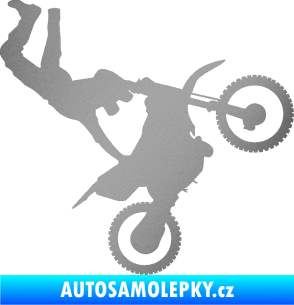 Samolepka Motorka 008 pravá motokros freestyle stříbrná metalíza