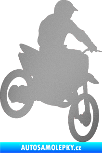 Samolepka Motorka 014 pravá motokros stříbrná metalíza