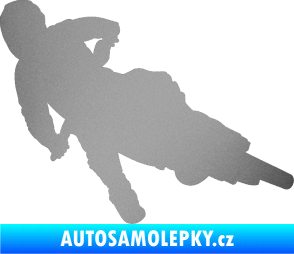 Samolepka Motorka 023 pravá motokros stříbrná metalíza