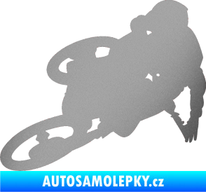 Samolepka Motorka 026 levá motokros freestyle stříbrná metalíza